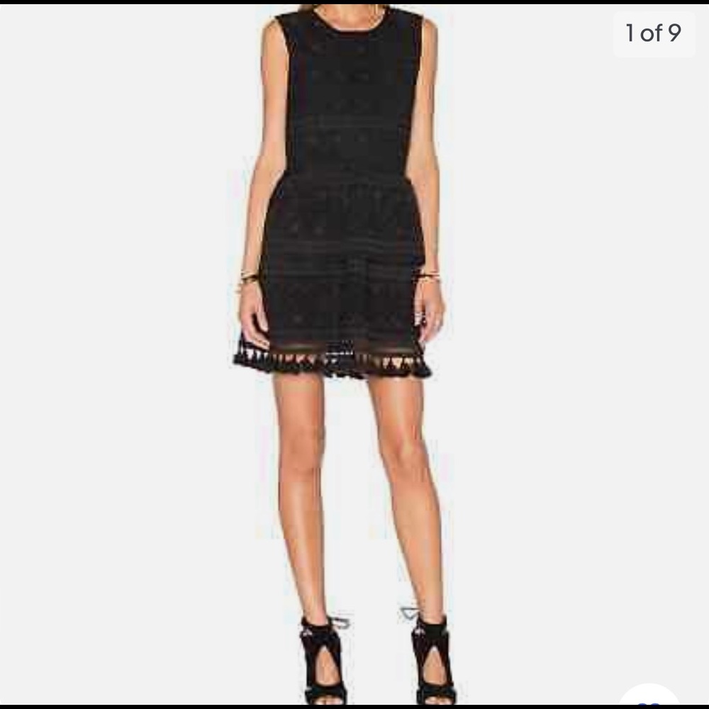 Anine Bing black crochet dress with tassels